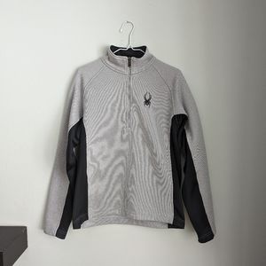 Spyder Men's Small Outbound 1/2 Zip Core Sweater Grey Black Knit Colorblock